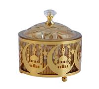 Ramadan Serving Trays, Ramadan Trays with Lid Metal Eid Mubarak Tray, Middle Eastern Arab Eid Candy Serving Plate Tea Serving Tray Dried Fruit Plate for Eid Party Activity (Style A)