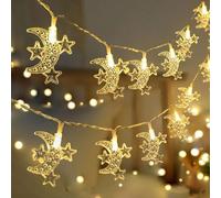 Ramadan String Lights Decorations 9.82 Feet, 20 LED Battery Operated Eid LED Moon and Star Light, Ramadan Mubarak Lantern for Home, Mantle, Window, Tree, Bedroom, Classroom Decor