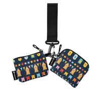 Ramadan Strings Garlands Lights Ladies Dual Wallet Busniess Card Covers Slim Portable Identity Card Protector with Wristband for Women Men 2 pieces, Multicolor, 4.13"(L) x 3.5"(W), Multicolor,