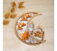 Ramadan Tray Eid Mubarak Islam Eid Plate Food Fruit Serving Snack Cookie Tray Wooden Moon Castle Desktop Storage Plain Dessert Ramadan Kareem Table Decoration Party Supplies (Castle)