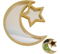 Ramadan Wood Tray Wooden Moon Star Tray Eid Mubarak Party Serving Tableware, Displ Crescent Islam Al-Fitr Party Iftar Muslim