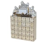 Ramadan Wooden Countdown Calendar Drawer Eid Mosque Castle Advent Calendar Decor with LED Lights and 30 Drawers Ramadan Home Party Decoration