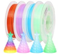 RAMBERY Clear Rainbow PLA Filament Bundle 1.75mm, Crystal Transparent PLA 3D Printer Filament, Dimensional Accuracy +/- 0.02 mm, 250X4 Spools