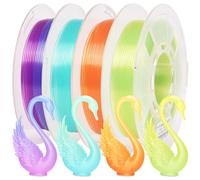 RAMBERY Transparent Multicolor Rainbow Filament, Crystal Rainbow PLA Clear 3D Printer Filament Bundle Gradient Change 1.75mm Fit Most FDM Printer，200gX4 Spools