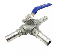 RAMBEX 1pcs 3-Way L-Port Ball Valve, 304 Stainless Steel 3-Way Hose Barb Ball Valve For Water Adapter Connector(16mm)