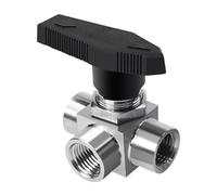 RAMBEX 1pcs Stainless Steel T-shaped Ball Valve, 1/2", 3/4", 1/8", 3/8", 1/4" G Female Thread 3-way ball valve switching valve(G Thread 1/4")