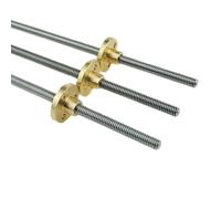 RAMBEX T5 Lead Screw 3D Printer, Thread 5mm Lead 1/2/4mm 150/200/300/500/550/600/800/1000mm Stainless Steel Trapezoidal Rod with Brass Nut, 1pcs(Pitch 1mm Lead 2mm,350mm)
