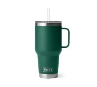 Rambler 35oz Straw Mug in Black Forest Green
