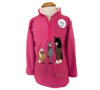 Ramblers Girl's Dozy Mares Sound Effect Zip Neck Fleece - Dark Pink - Size: 4-5 years