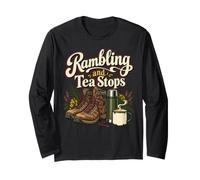 Rambling and Tea Stops British Walking Design Long Sleeve T-Shirt