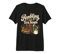 Rambling and Tea Stops British Walking Design Premium T-Shirt