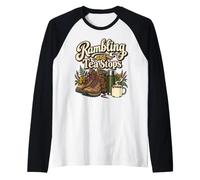 Rambling and Tea Stops British Walking Design Raglan Baseball Tee
