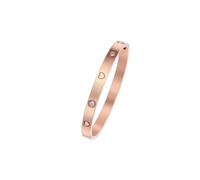 Rambling Rose 14K Gold Plated Friendship Love Bangle Bracelets Cubic Zirconia Stainless Steel Bracelet Jewelry Christmas Valentines Graduation, 2.2, Stainless Steel, zircon