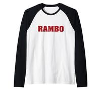 Rambo 80s Action Film Text Logo Raglan Baseball Tee