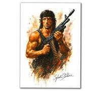 Rambo Iconic Action Hero Wall Art A4 Print Watercolor Style, Action Movie Poster, Sylvester Stallone Splash Art
