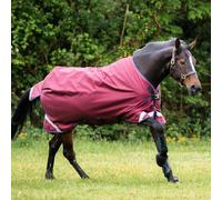 Rambo Original Lite 0g Turnout Horse Rug with Leg Arches - Burgundy/Teal