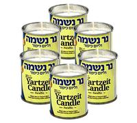 RAMBUE 24 Hour Yartzeit Memorial Candle in Tins (6 Pack)- White Perffin Wax Candle Burning Time Aprox. 1 Day