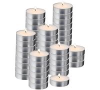 RAMBUE Mini Tea Light Candles 50 Pack - Unscented White 1 Hour Tea Lights - Shabbat & Travel Candles