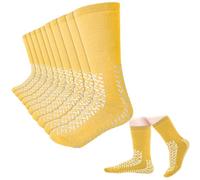 ramede 10 Pairs 2xl Hospital Socks Double Sided Tread Non Slip Slipper Socks Large Wide Gripper Socks for Hospital Men Women, Yellow, 3X-Large
