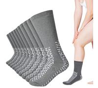 Ramede 10 Pairs 2XL Hospital Socks Grey Double Sided Tread Non Slip Slipper Socks Wide Gripper for Hospital Men Women, Grey and White, L