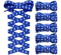 Ramede 12 Pairs Ribbon Shoelaces Cancer Awareness Sneaker Shoes Boot String 45 inch for Fundraising Walk Social Charity Event, Blue, about 45.28 x 0.39 inches/ 115 x 1 cm