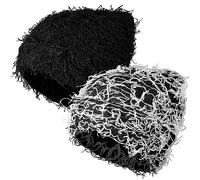 Ramede 2 Pcs Distressed Knitted Beanie Fuzzy Winter Hats Thick Warm Beanie Hats for Men Women Outdoor Knit Cap, Black, White and Black, One Size