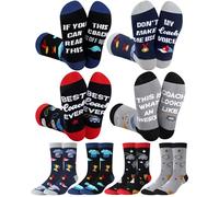 Ramede 4 Pairs Best Coach Socks for Men Funny Casual Cotton Crew Socks