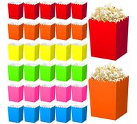 Ramede 48 Pcs Mini Neon Popcorn Boxes Glow Party Popcorn Boxes Set Kit Neon Corn Holders Bulk Small Colors Paper Bags Cardboard Containers for Movie Theater Birthday Party Guests Food Snacks Supplies