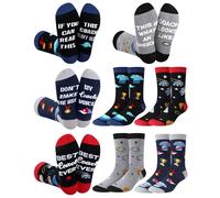Ramede 6 Pairs Novelty Socks Coach Gifts for Men Funny Cotton Crew Socks Birthday Holiday Xmas Appreciation Gifts for Coaches
