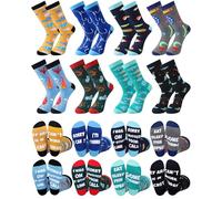 Ramede 8 Pairs Novelty Fishing Socks for Men Funny Cotton Crew Socks Fisherman Birthday Holiday Gifts for Men Dad Grandpa