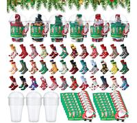 Ramede Christmas Crew Socks Bulk Gift Set Soft Fuzzy Christmas Socks with Coffee Cups Gift for Women Holiday Xmas, Multicoloured, 6-12
