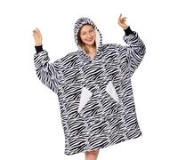 Ramees Wearable Blanket Hoodie, Oversized Sherpa Fleece Sweatshirt Blanket with Sleeves and Pockets (Zebra)