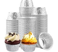 Ramekins 300 Pcs Silver Disposable Aluminium Ramekin Muffin Cups, 4 Oz, Perfect for Souffle & Creme Brulee Baking, Ideal for Special Occasions & Catering