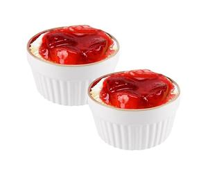 Ramekins Ceramic Porcelain Souffle Crème Brulee Dishes Small Oven Baking Dishes Bowls for Dips, Sauces, Custard, Puddings, Snacks, White 200ml 9x5cm 2PC