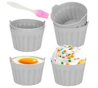 Ramekins for Air Fryer - 6 Pcs Silicone Ramekins for Air Fryer, Oven and Microwave High Temperature Resistant Reusable Air Fryer Egg Mould for Air Fryer Microwave Oven Poached Eggs Muffin Cake, Grey