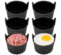 Ramekins for Air Fryer, 6PCS Air Fryer Egg Poacher, Nonstick Silicone Egg Mould for Fried Eggs, Silicone Muffin Moulds Air Fryer Accessories for Poached Eggs Muffin Cake, Set of 6 -Black