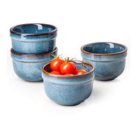 Ramekins Set of 4, 6 oz Porcelain Soufflé Dishes for Creme Brulee & Muffin & Pudding, Baking Dishes for Oven, Mini Bowl for Dips, Sauces, Snacks and Fruits