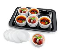 Ramekins Set with 6 Silicone Lids, Mothers Day Gifts Creme Brulee Making Set, Set of 6 Porcelain Ramekins, Oven Safe Covered Bowls & Soufflé Ramiken