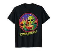 Ramen Attacks Alien Eating Noodles UFO Invasion Sci-Fi Food T-Shirt