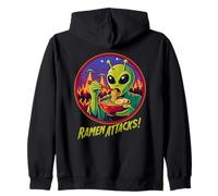 Ramen Attacks Alien Eating Noodles UFO Invasion Sci-Fi Food Zip Hoodie