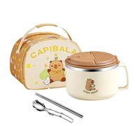 Ramen Bowl Set, Cute Capybara Design, 1300ml Large Capacity, Noodles Bowl With Splicing Spoon And Folding Chopsticks, Multipurpose Ramen Cooker Bowls, With Lid And Storage Case, For Kids, Adults