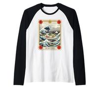 Ramen Bowl Surfing Tarot Card The Great Wave Off Kanagawa Raglan Baseball Tee