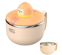 Ramen Bowl with Lid, Large 1200 ml Instant Noodle Bowl with Timer, Instant Pasta Bowl with Handles, Portable 304 Stainless Steel Pasta Bowl for Pasta, Bento, Fruit, Lunch, Salads