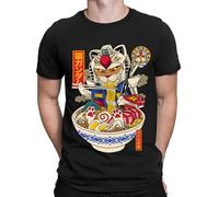Ramen Cat Gundam Anime Japanese Animal Kitten Funny Mens Womens T-Shirts Top #D Black 3XL