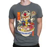 Ramen Cat Gundam Anime Japanese Animal Kitten Funny Mens Womens T-Shirts Top #D Charcoal L
