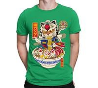 Ramen Cat Gundam Anime Japanese Animal Kitten Funny Mens Womens T-Shirts Top #D Irish Green L