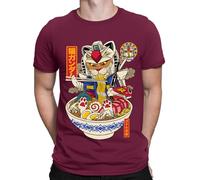 Ramen Cat Gundam Anime Japanese Animal Kitten Funny Mens Womens T-Shirts Top #D M Maroon