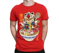 Ramen Cat Gundam Anime Japanese Animal Kitten Funny Mens Womens T-Shirts Top #D Red 4XL