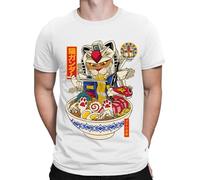Ramen Cat Gundam Anime Japanese Animal Kitten Funny Mens Womens T-Shirts Top #D White L