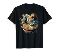 Ramen Cat Kawaii Anime Japanese vintage T-Shirt - Girls' Anime T-Shirt - Black - Small - Short Sleeve - Classic Fit - Cotton, Polyester - All Seasons - Unique Design